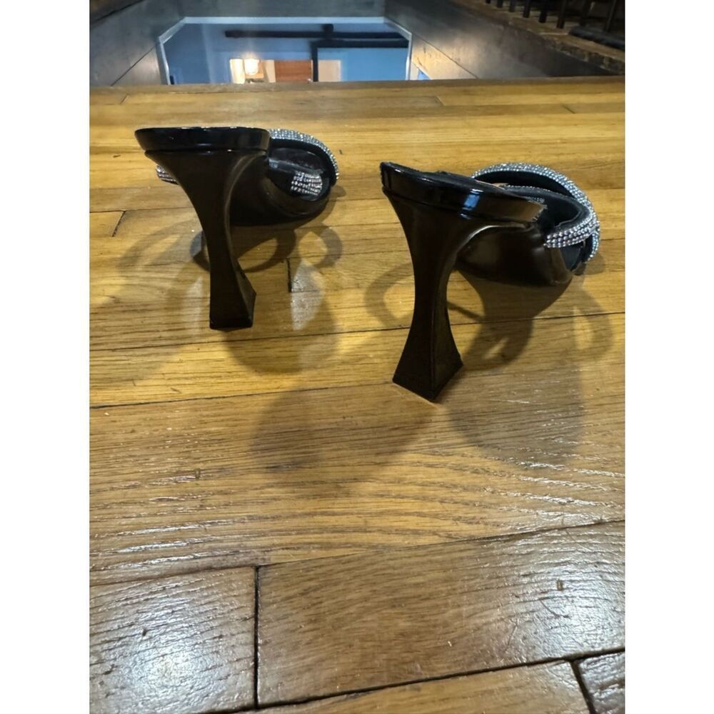 Revolve Steve Madden Metallic Harperr Black Crystal Embellished Heeled Sandals - Picture 9 of 13